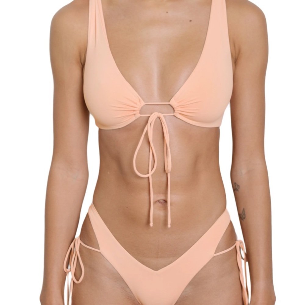 Riot swim peach Fox top and bottom bikini size small